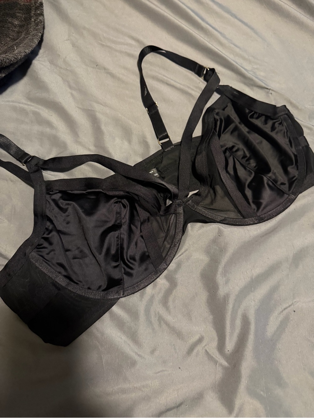 Torrid Curve Black Satin Underwire Strappy Bra Sexy BDSM 2X